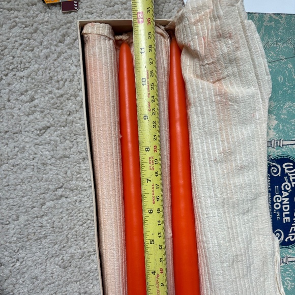 Antique vintage Will & Baumer orange taper candles - Picture 7 of 9